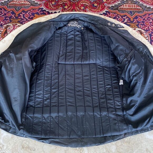 Vintage Hein Gericke AMF Harley Davidson Motorcycle Racing Black Leather Jacket - Picture 15 of 16